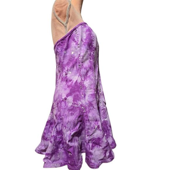 Custom Hand Dyed Strapless Denim Mini Dress - Picture 3 of 5